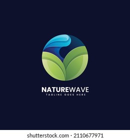 Vector Logo Illustration Nature Wave Gradient Colorful Style.