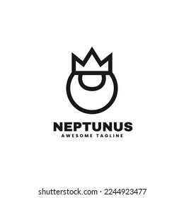 Vector Logo Illustration Neptune Line Art Style.