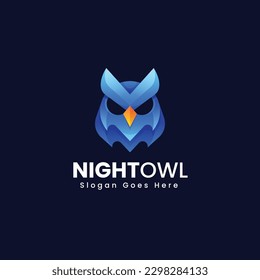 Vector Logo Illustration Night Owl Gradient Colorful Style