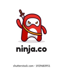 Ilustración del logotipo vectorial Estilo de caricatura mascota Ninja.