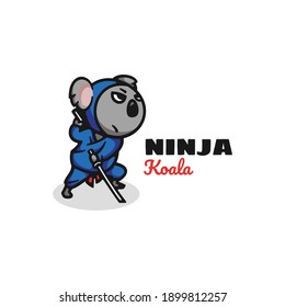 Vector Logo Illustration Ninja Simple Mascot Style.