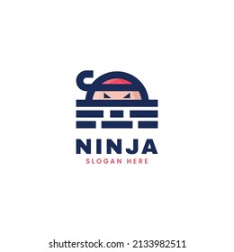 Vektorlogo Illustration Ninja Simple Mascot Style.