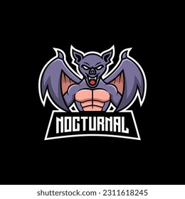 Vector Logo Illustration Nocturnal E- Sport and Sport  Style.