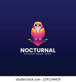 Vector Logo Illustration Nocturnal Gradient Colorful Style.