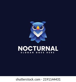 Vector Logo Illustration Nocturnal Gradient Colorful Style.