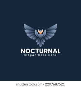 Vector Logo Illustration Nocturnal Gradient Colorful Style