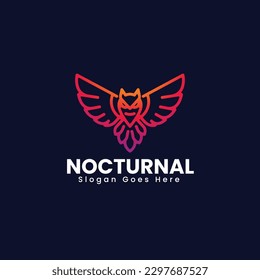 Vector Logo Illustration Nocturnal Gradient Line Art Style