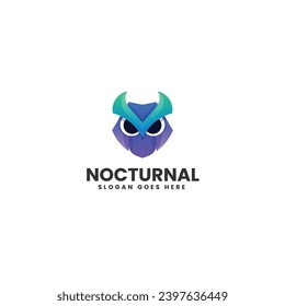 Vector Logo Illustration Nocturnal Gradient Colorful Style