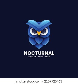 Vector Logo Illustration Nocturnal Owl Gradient Colorful Style.