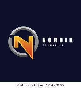 Vector Logo Illustration Nordic Gradient Colorful Style.