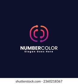 Ilustración del logotipo del vector número 0 Estilo de color gradiente