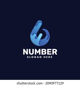 Ilustración del logotipo vectorial Número 6 Estilo de color gradiente.