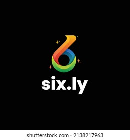Vector Logo Illustration Number 6 Gradient Colorful Style.