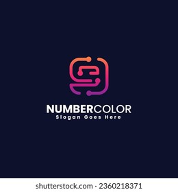 Vector Logo Illustration Number 9 Gradient Colorful Style