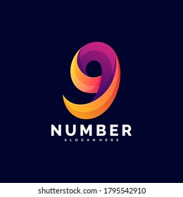 Vector Logo Illustration Number Gradient Colorful Style.