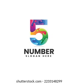 Vector Logo Illustration Number Gradient Colorful Style.
