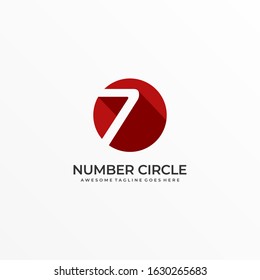 Vector Logo Illustration Number Seven With Circle Negative Space
