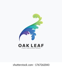 Vector Logo Illustration Oak Leaf Gradient Colorful Style.
