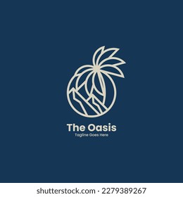 Vector Logo Illustration The Oasis Line Art Style.