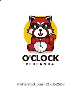 Vector Logo Illustration O'Clock Mascot Cartoon Logo.