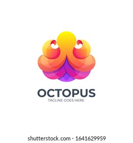 Vector Logo Illustration Octopus Gradient Colorful