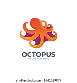 Vector Logo Illustration Octopus Gradient Colorful