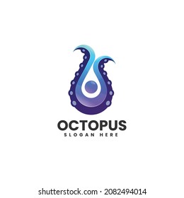 Vector Logo Illustration Octopus Gradient Colorful Style.