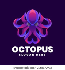 Vector Logo Illustration Octopus Gradient Colorful Style.