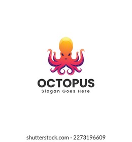 Vector Logo Illustration Octopus Gradient Colorful Style