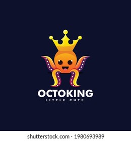 Vektorlogo-Illustration Octopus King Gradient Farbstil.