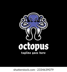 Vector Logo Illustration Octopus Simple Mascot Style.