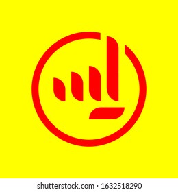 a vector logo illustration of one finger facing up with red circle in red and yellow