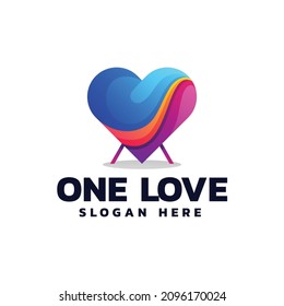 Vector Logo Illustration One Love Gradient Colorful Style.