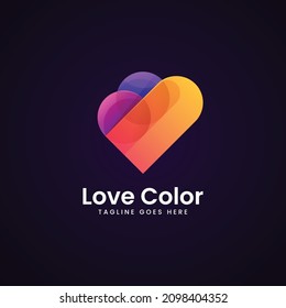 Vector Logo Illustration One Love Gradient Colorful Style.