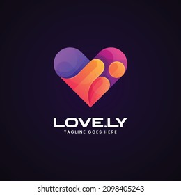 Vector Logo Illustration One Love Gradient Colorful Style.