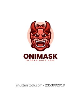Vector Logo Illustration Onimask Mascot Cartoon Style.