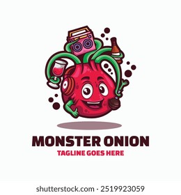 Ilustração de logotipo de vetor Estilo de desenho animado de cebola