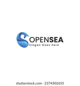 Vector Logo Illustration Open Sea  Gradient Colorful Style
