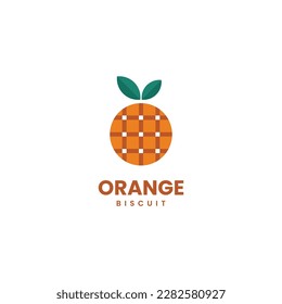 Vector Logo Illustration Orange Biscuit Simple Style.