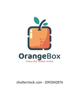 Vector Logo Illustration Orange Box Simple Mascot Style.