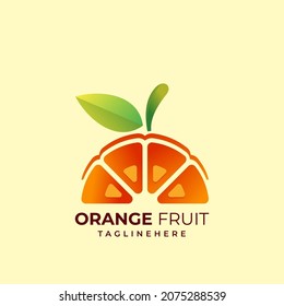 Vector Logo Illustration orange fruit Fresh Simple