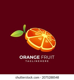 Vector Logo Illustration orange fruit Fresh Simple