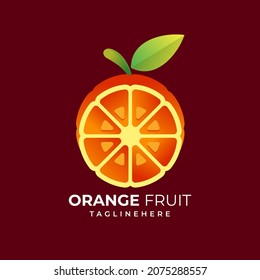 Vector Logo Illustration orange fruit Fresh Simple