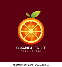 Logotipo del vector Ilustración fruta naranja Fresca Simple