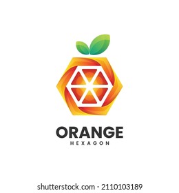 Vector Logo Illustration Orange Gradient Colorful Style.