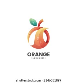Vector Logo Illustration Orange Gradient Colorful Style.