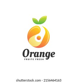 Vector Logo Illustration Orange Gradient Colorful Style.