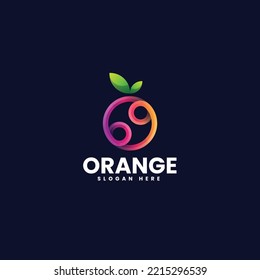 Vector Logo Illustration Orange Gradient Line Art Style.