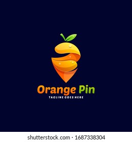 Vector Logo Illustration Orange and Pin Gradient Colorful Style.