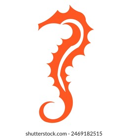 vector logo illustration of an orange seahorse icon on a white background